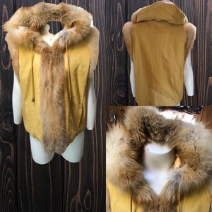 Leather and fur hooded vest